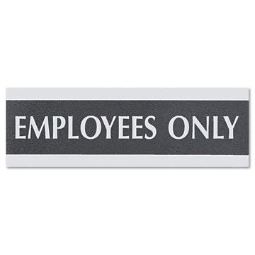Headline® Sign Century Series Office Sign, Employees Only, 9 X 3, Black-silver freeshipping - TVN Wholesale